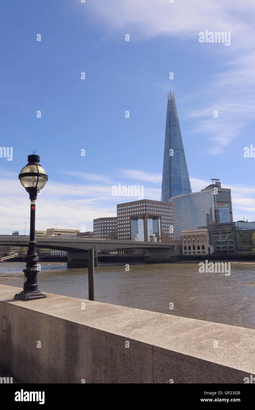 THE SHARD London building with pointy architecture is wester Europe`s tallest building with hotels and restaurants Stock Photo